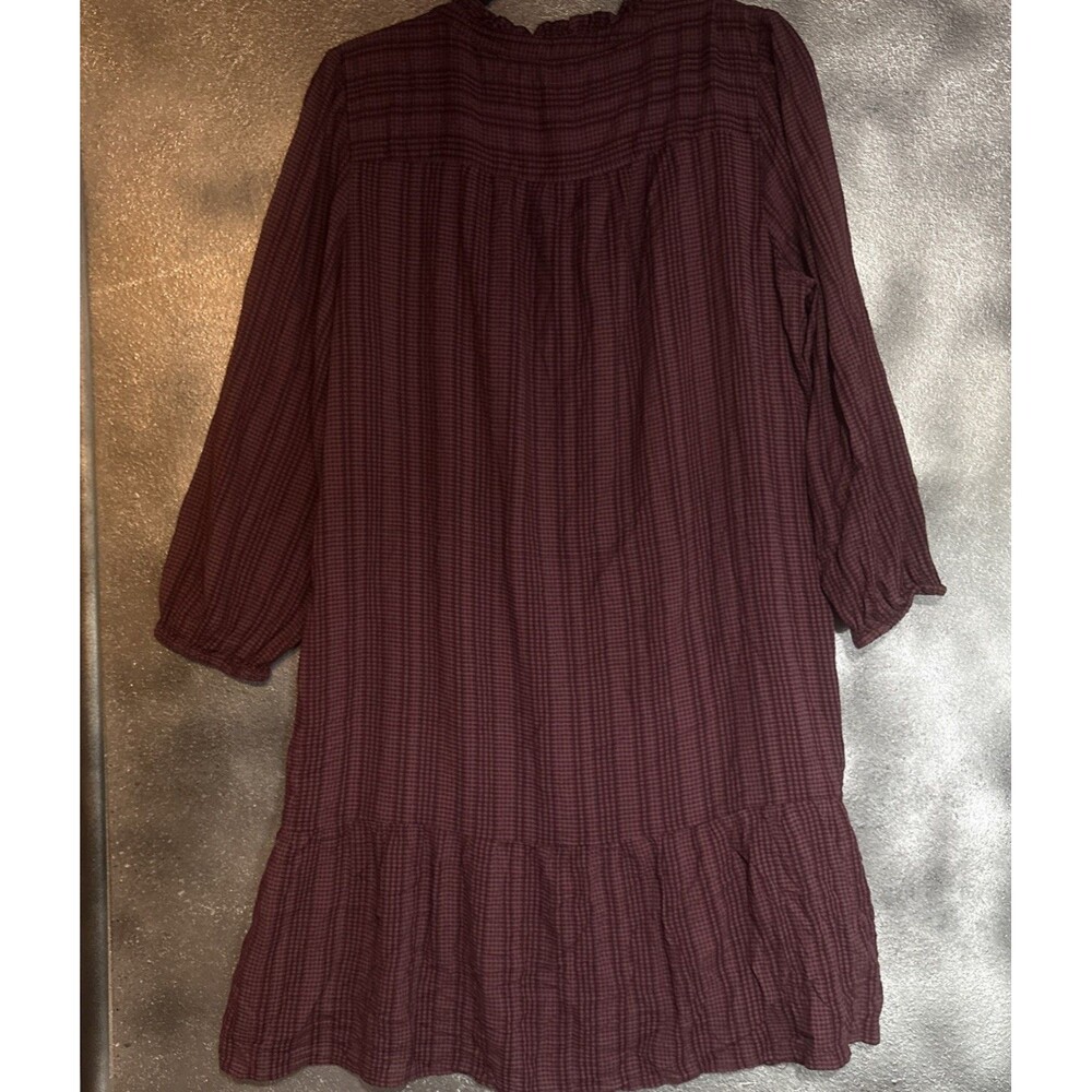Loft Burgundy Plaid Dress women's Sz XL Fall Cabincore Comfy Casual Pullover - Picture 4 of 5